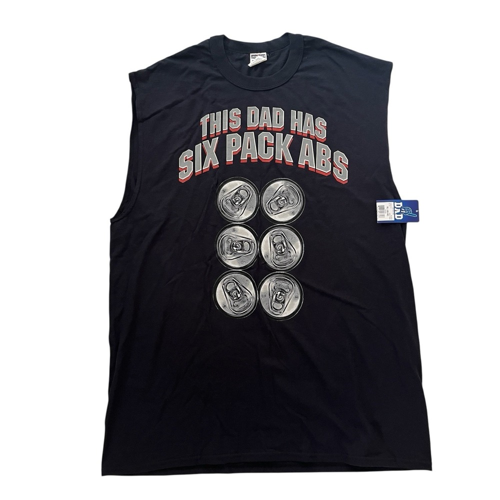 NWT Jerzees Men's Size XL Cutoff Muscle Tank Dad Six Pack Abs Joke Father's Day